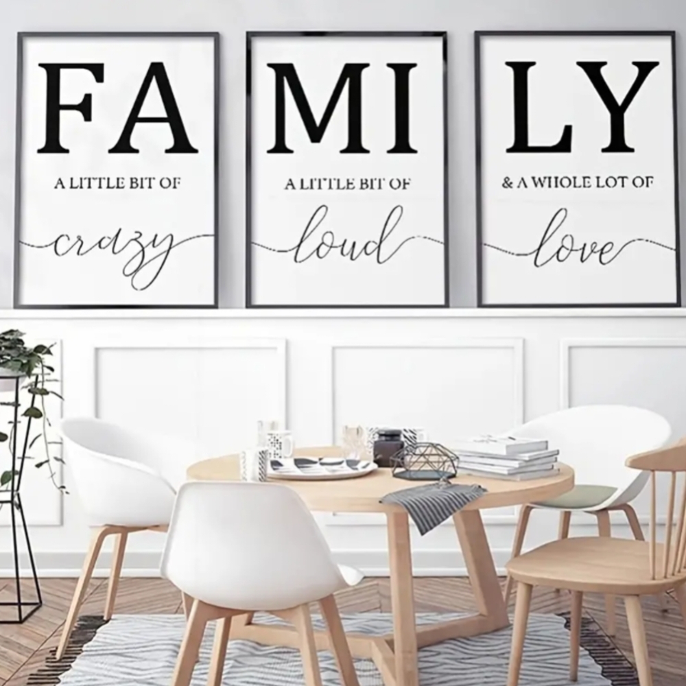 Family Wall Decor Tapestry Set - Black and White